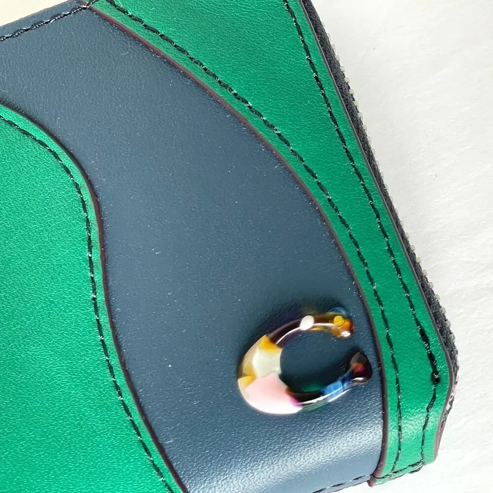 Coach Coachtopia Wavy Zip Wallet CQ865 Green Blue Leather